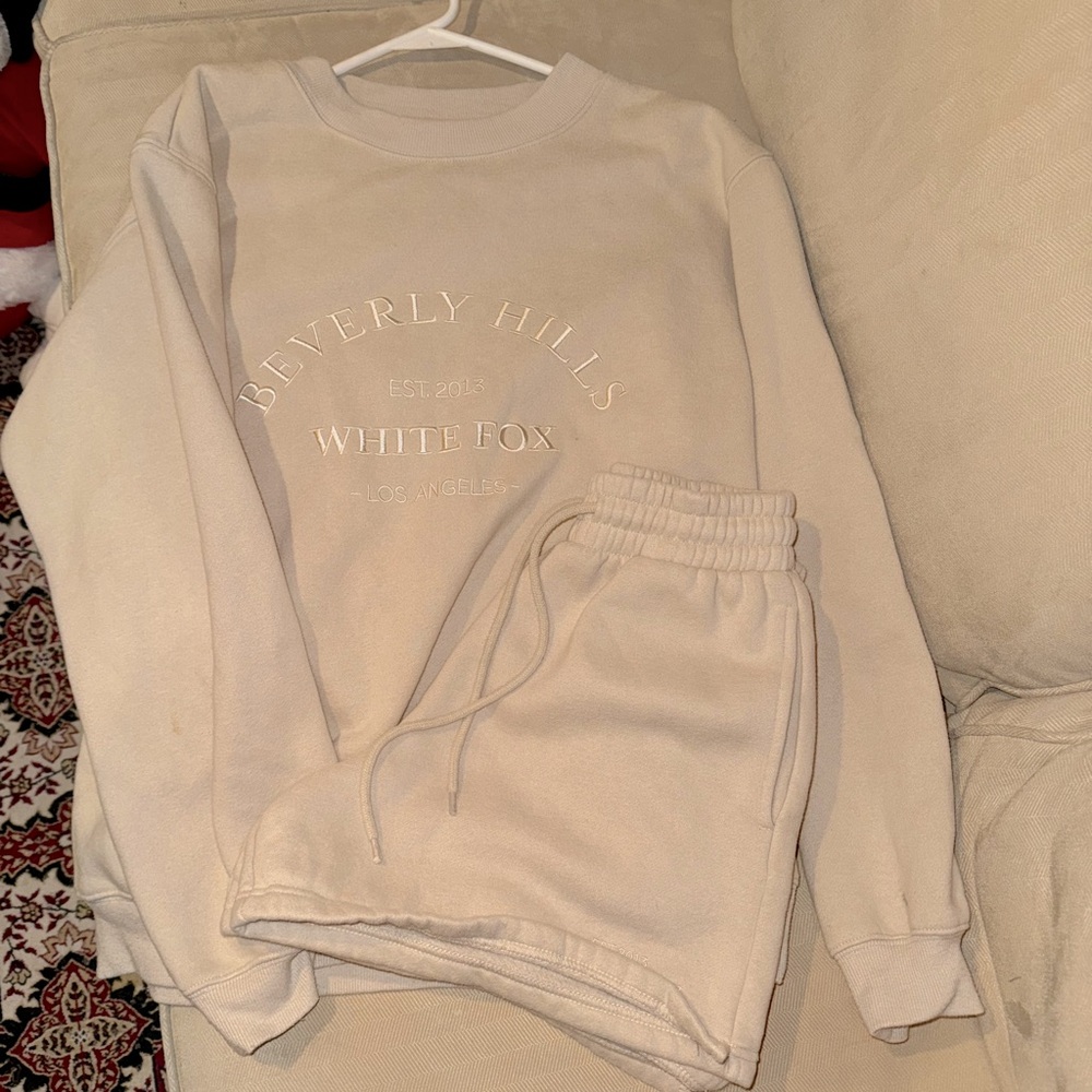 White Fox Beverly Hills crewneck and shorts set